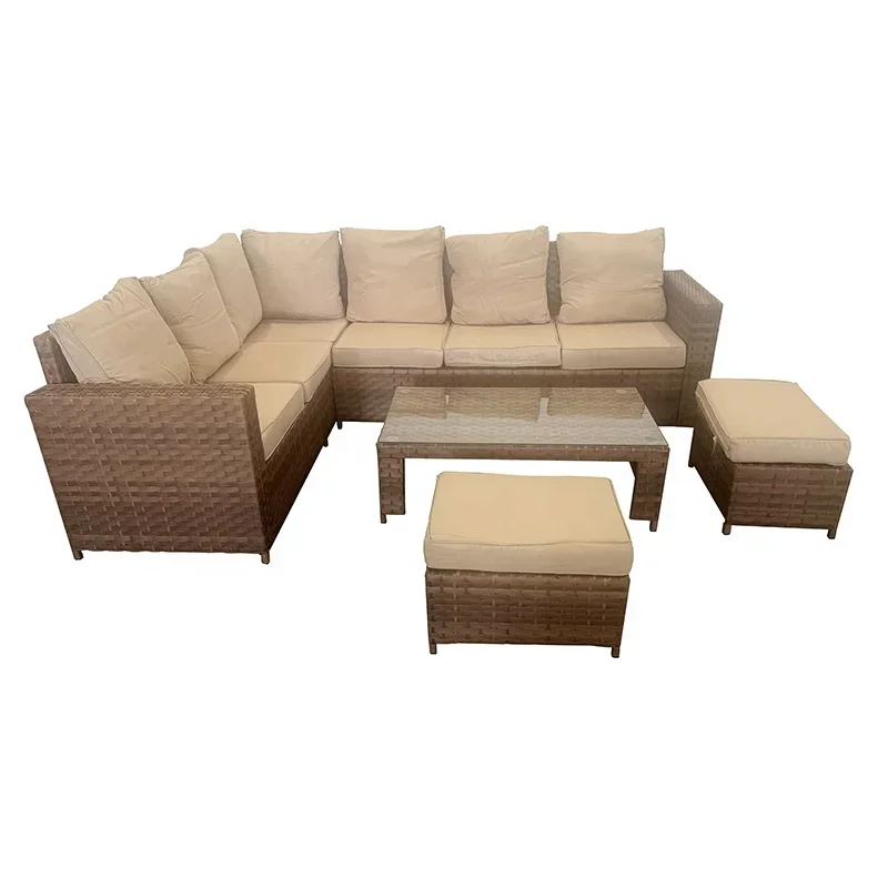 Custom Outdoor Patio Garden Furniture Set Three Seat Corner Ratan Sofa Attractive Garden Patio Sofa Set