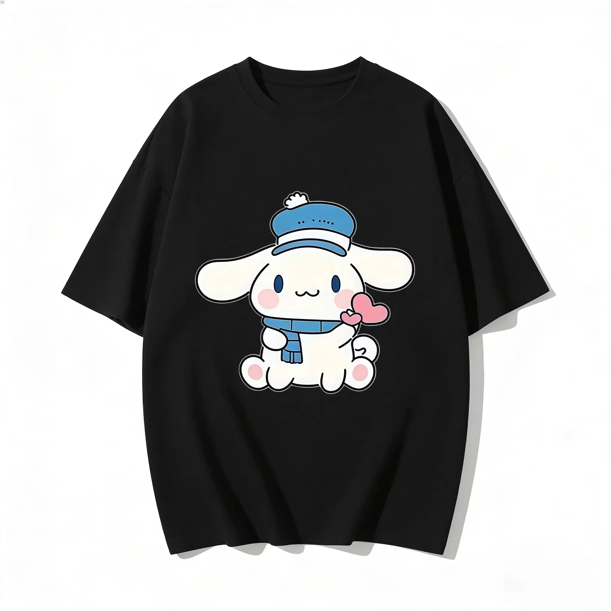 2026 New Cinnamon Roll Sailor Hat Heart Shaped Cartoon Print T-shirt Family Comfortable and Loose Women's Kids Summer T-shirts