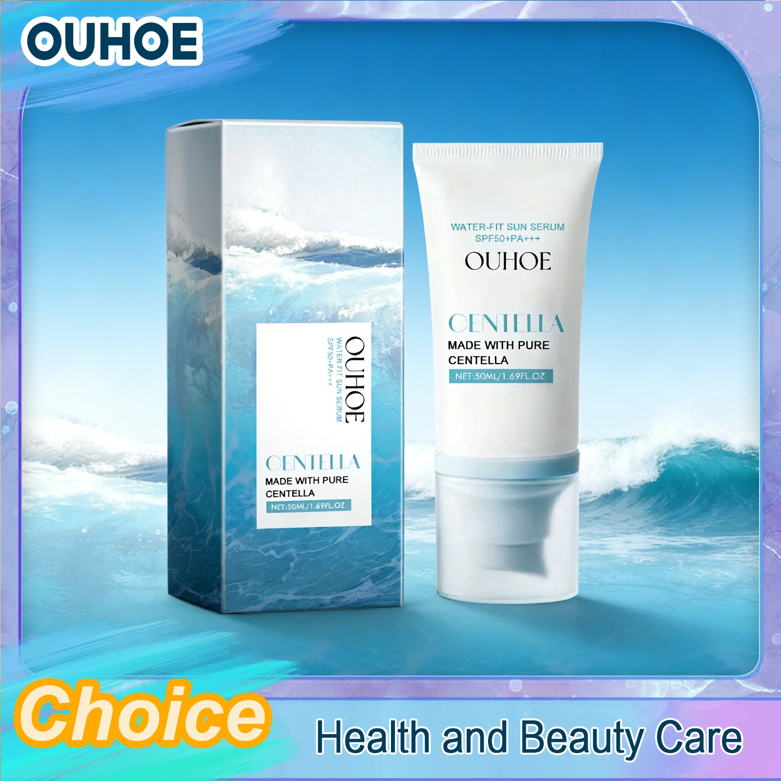 Spf50+ Centella Sun Serum Anti UV Strengthening Barriers Repairing Refreshing Moisturizing Oil Control Water-Fit Facial Sunblock