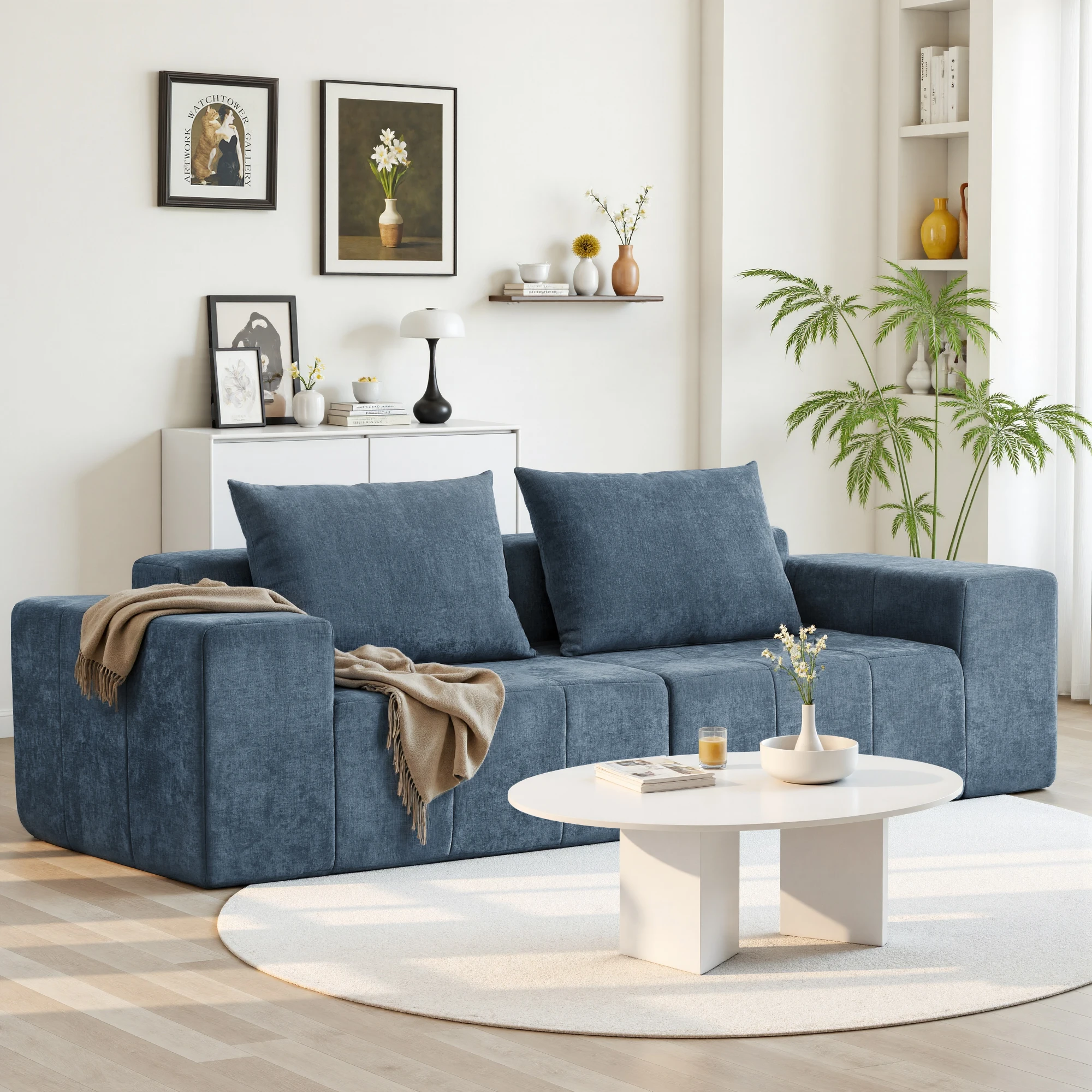 Modern Sectional Cloud Couch - 120'' Soft Modular Sectional Sofa – No Assembly Required - Deep Seat Couches with 2 Movable