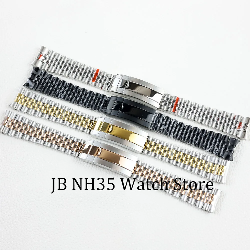 

20mm Watch Strap Jubilee watchband Solid 316L Stainless Steel Men's watches Watchband Safety Folding Buckle Parts for NH35 case