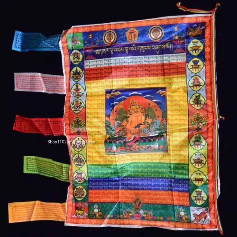 أعلام الصلاة الملونة Xizang نسيج القماش الحريري الرياح الحصان العلم ديكور منزلي Xizang الصلاة في الهواء الطلق معلقة للديكور