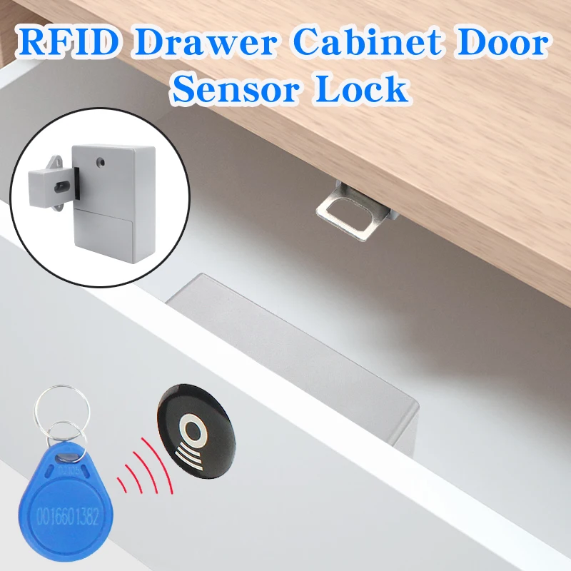 

EMID Card Smart Sensor Electronic Lock Hidden Drawer Lock Cabinet Door Lock RFID Furniture Lock AA Battery Powered