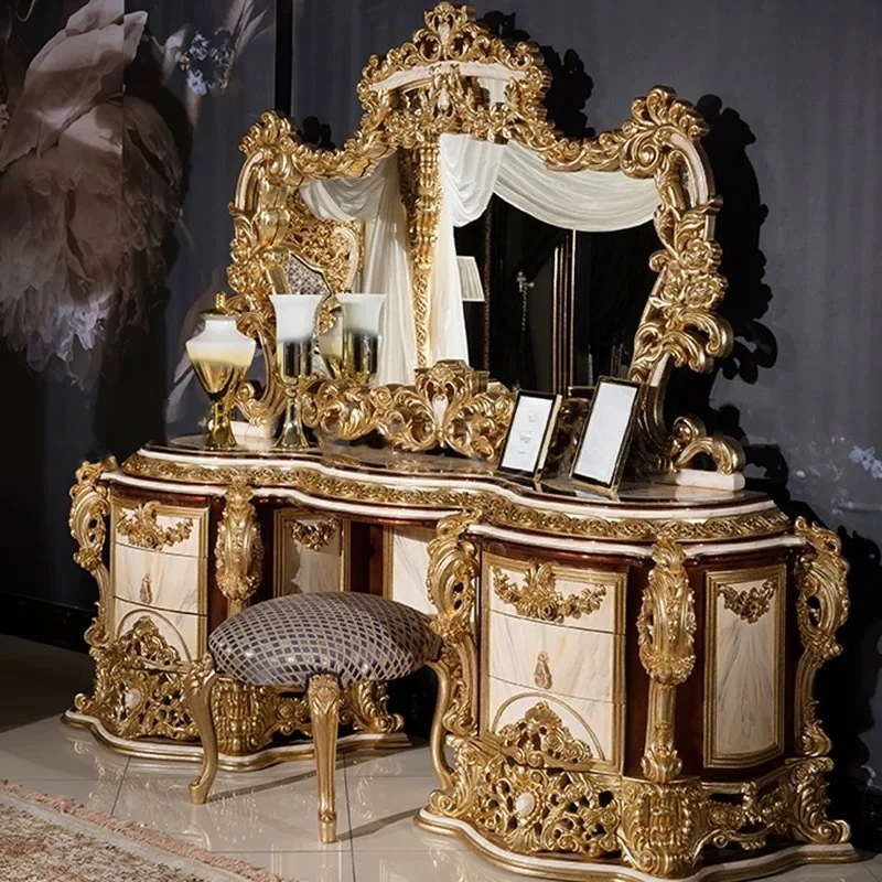 

French Dressing Table Italian Palace Palace Style Villa Master Bedroom Exquisite Wood Carving Flowers