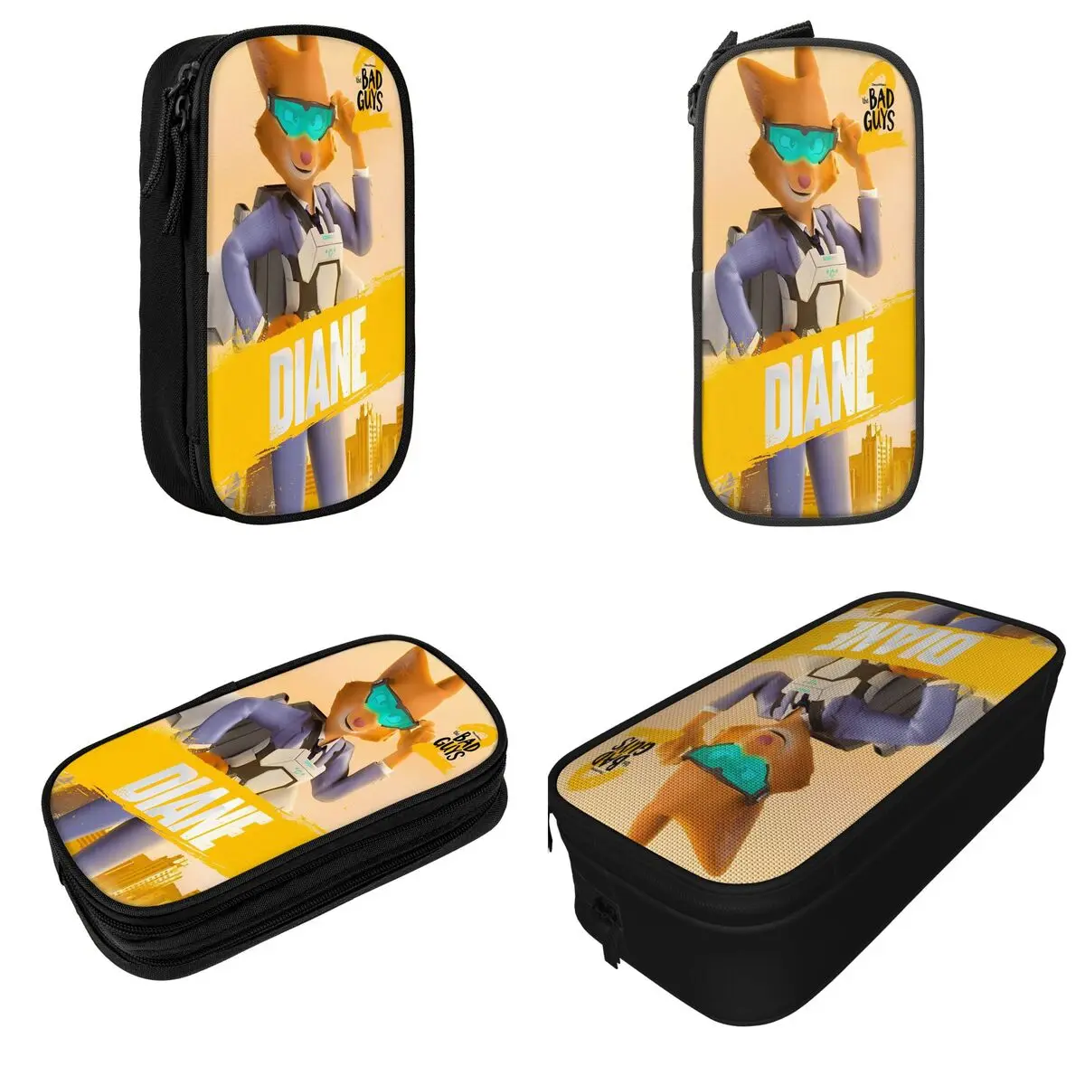 The Bad Guys 2 Diane Movie مقلمة قلم رصاص الحقيبة حامل قلم للطلاب سعة كبيرة حقيبة اللوازم المدرسية سستة القرطاسية