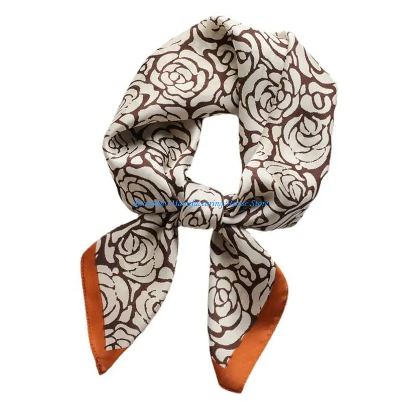 Fotografia 6: E56A Lenço pescoço elegante com design camélia Lenço quadrado multiuso feminino