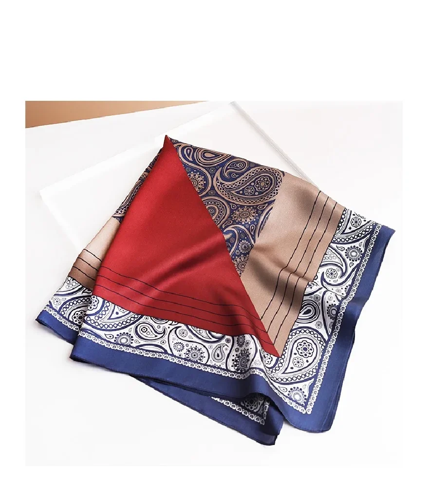 Men\'s 100 Silk Paisley Scarf Shawl Square Neckerchief Bride Wedding Muffler Business Casual Cravat 70cm