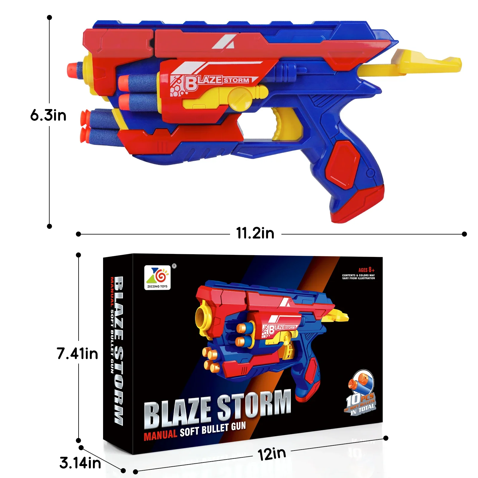 Kids Soft Bullet Toy Gun with 6-Dart Storage, Foam Dart Blaster for Outdoor Shooting Games, Gift for Boys Girls