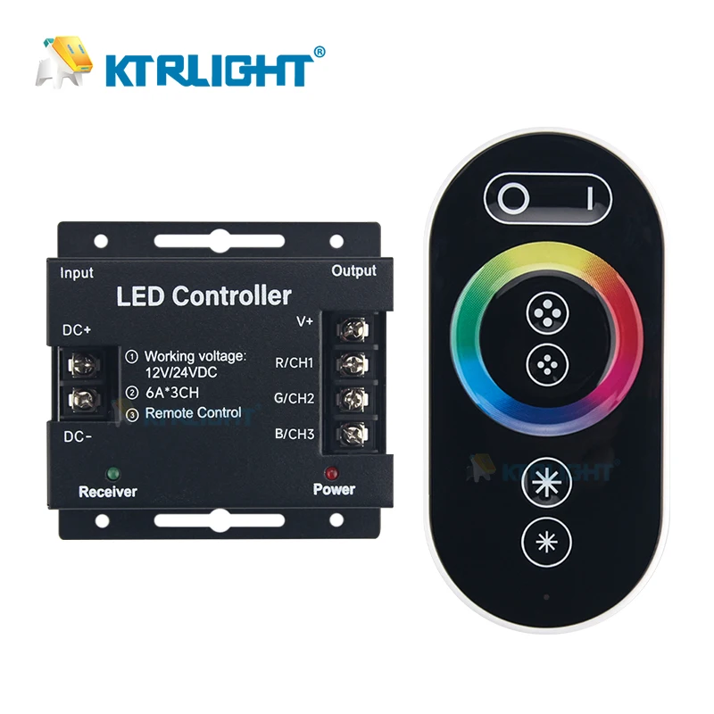 DC12-24V LED Strip Light RF Touch Remote Controller Dimmer 12A 18A for 2835 5050 SMD COB CCT RGB Tape Lights Adjust Brightness