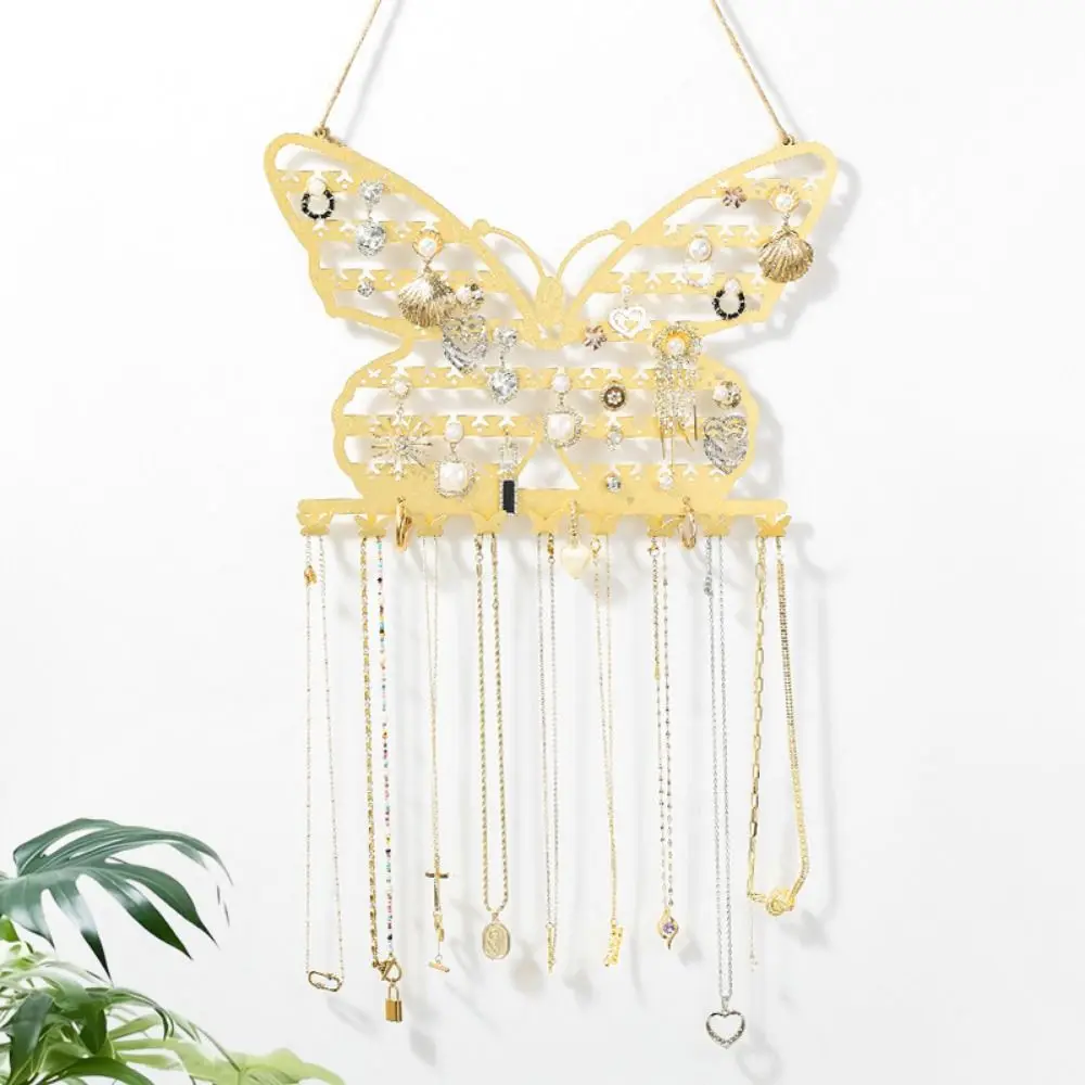 Butterfly Shape Metal Butterfly Jewelry Storage Rack Hollow 7 Layers Butterfly Necklace Wall Holder Space Saving Sturdy