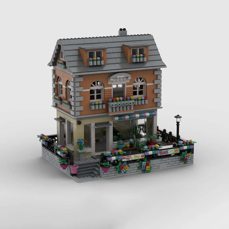ストリートビューモデル MOC ビルディングレンガ農村ビジネス住宅モジュラーテクノロジーギフトホリデー組み立てる子供のおもちゃ