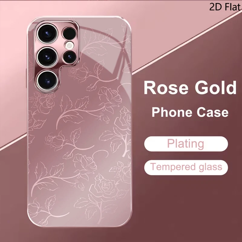 Rose For Samsung Galaxy S24 S25 S26Ultra S23 S22 S21PLUSFE A55 A54 A52 A35 A15 Phone Cover Shockproof Protective Back Cover