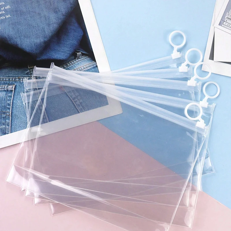 10Pcs Plastic Self Sealing Bags Transparent Pull Tab Ziplock Bag With Breathable Holes Document Cosmetic Underwear Storage Bags