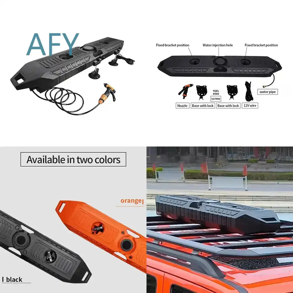 Car Travel Water Storage Tank for Off-Road Truck RV Roof Mounted Hand Wash Water Tank Black Orange Long Form Thickened