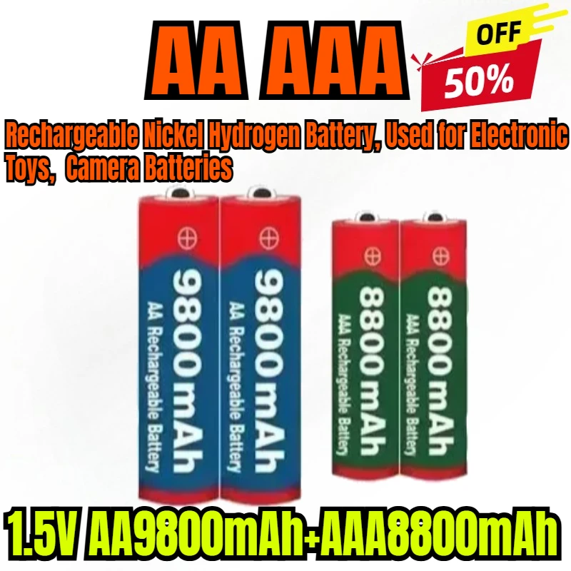 

NEW 1.5V AA9800mAh+AAA8800mAh+USBcharger 1.5V, Rechargeable Nickel Hydrogen Battery, Used for Electronic Toys, Camera Batteries