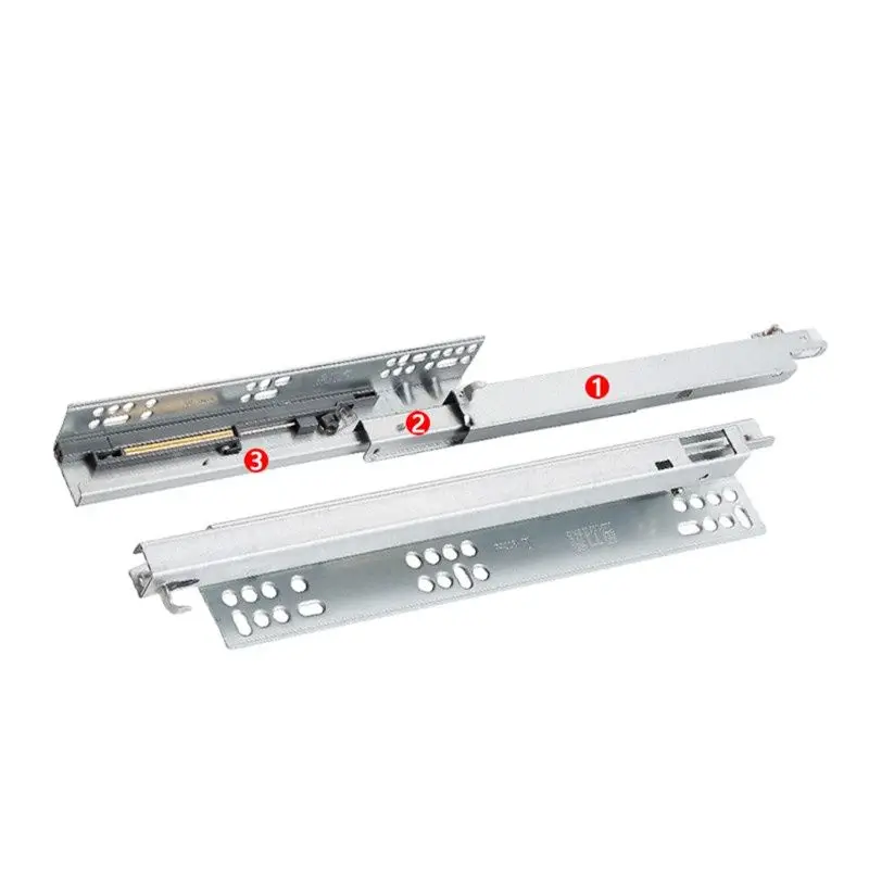 The Three Section Support Hidden Guide Track Damping Two Bottom Drawer Slide Rail