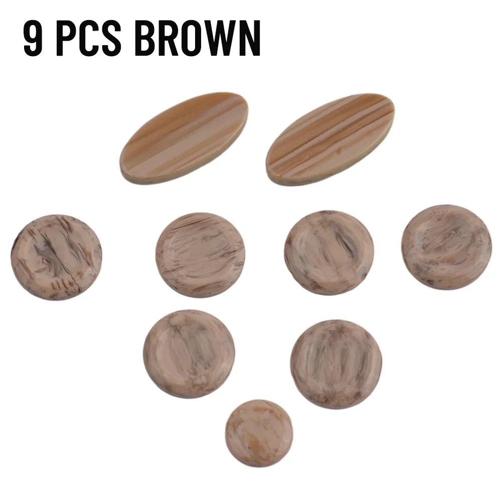 9pcs Saxophone Key Buttons Alto Tenor Soprano Saxophone Sax Inlays Beige/Blue/Brown Replacement Inlays Part Accessories