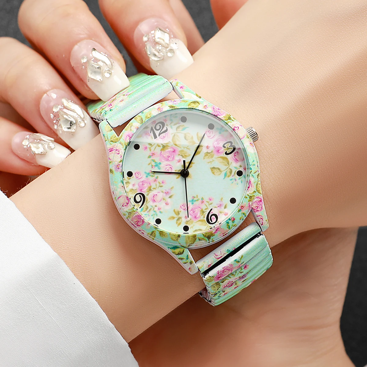 3pcs/set Women's Printed Watch Fashion Casual Digital Scale Dial Temperament Elegant Printed Quartz Watch Combination Set No Box