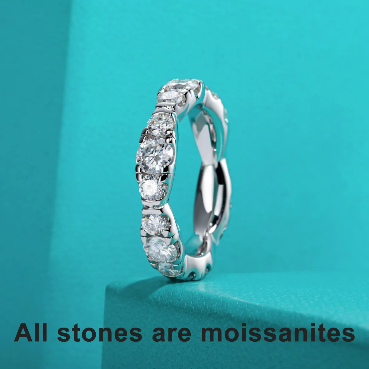 AnuJewel 3mm/4mm D Farbe Moissanit Eternity Bands 925 Sterling Silber 18k Gold Überzogene Ehering ringe Schmuck Großhandel