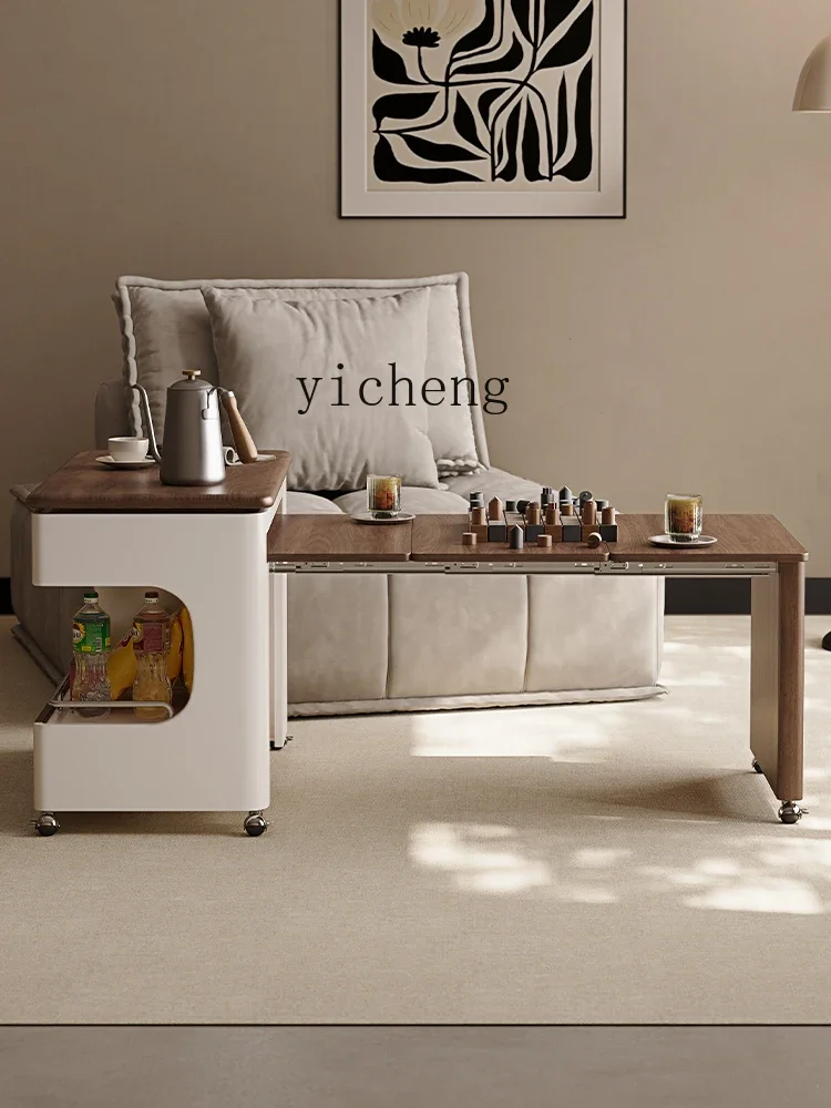 D17removable Coffee Table Retractable Folding Small Apartment Cream Wind Trolley Household Living Room Lifting Sofa Side Table