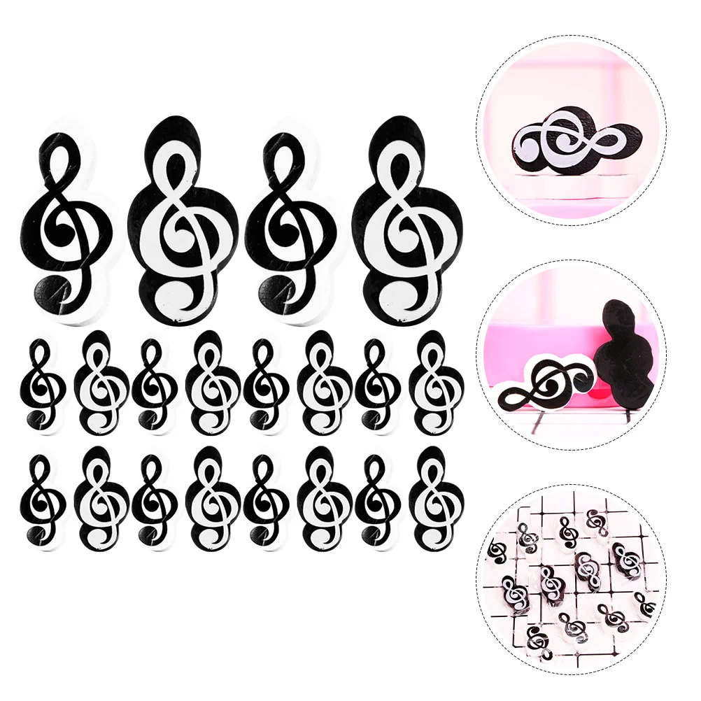 20 Pcs Students Erasers Small Music Note for Kids Symbol Whiteboard Mini Reward Bulk