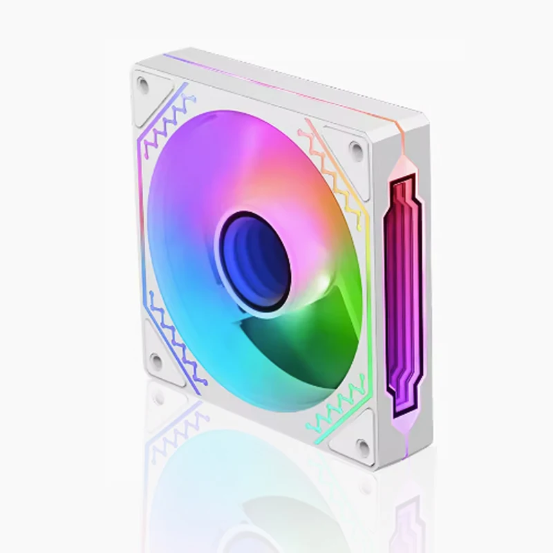Wentylator obudowy 12CM Pro do komputera, chłodzenie 5V 3-pinowe synchroniczne PWM, regulacja temperatury, pryzmat 4, czwarta generacja wentylatorów ARGB