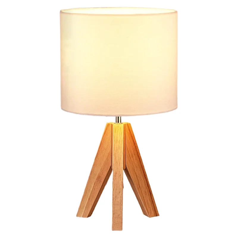 ABRB-trépied lampe de Table Base en bois, lampe de chevet mignonne avec abat-jour, table de chevet pour chambre à coucher, chambre d'enfant, salon