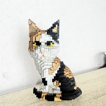 Nette Haustier Katze Modell Bausteine Orange Katze Tiger Gefleckte Katze Kuh Katze kinder Geschenk Pädagogisches Spielzeug Kinder Spielzeug Haustier ziegel