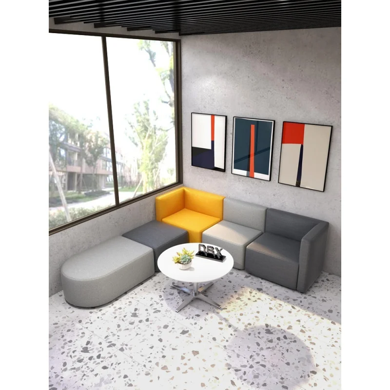 

Custom. Office Simple Personality Reception Corner Combination Sofa Training Institution Rest Area Fabric Leisure