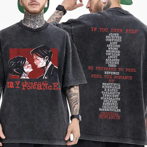 Imagen 2 del producto Camiseta lavada Vintage de My Chemical Romance Punk Band, camisetas de The Black Parade Is Dead para hombres y mujeres, camiseta gótica de algodón de gran tamaño