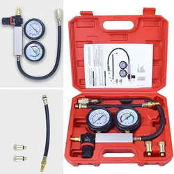 Car Cylinder Leak Down Tester TU-21 Gasoline Engine Compression Tester Dual Gauge Leakdown Detector Tool Set with Red Case