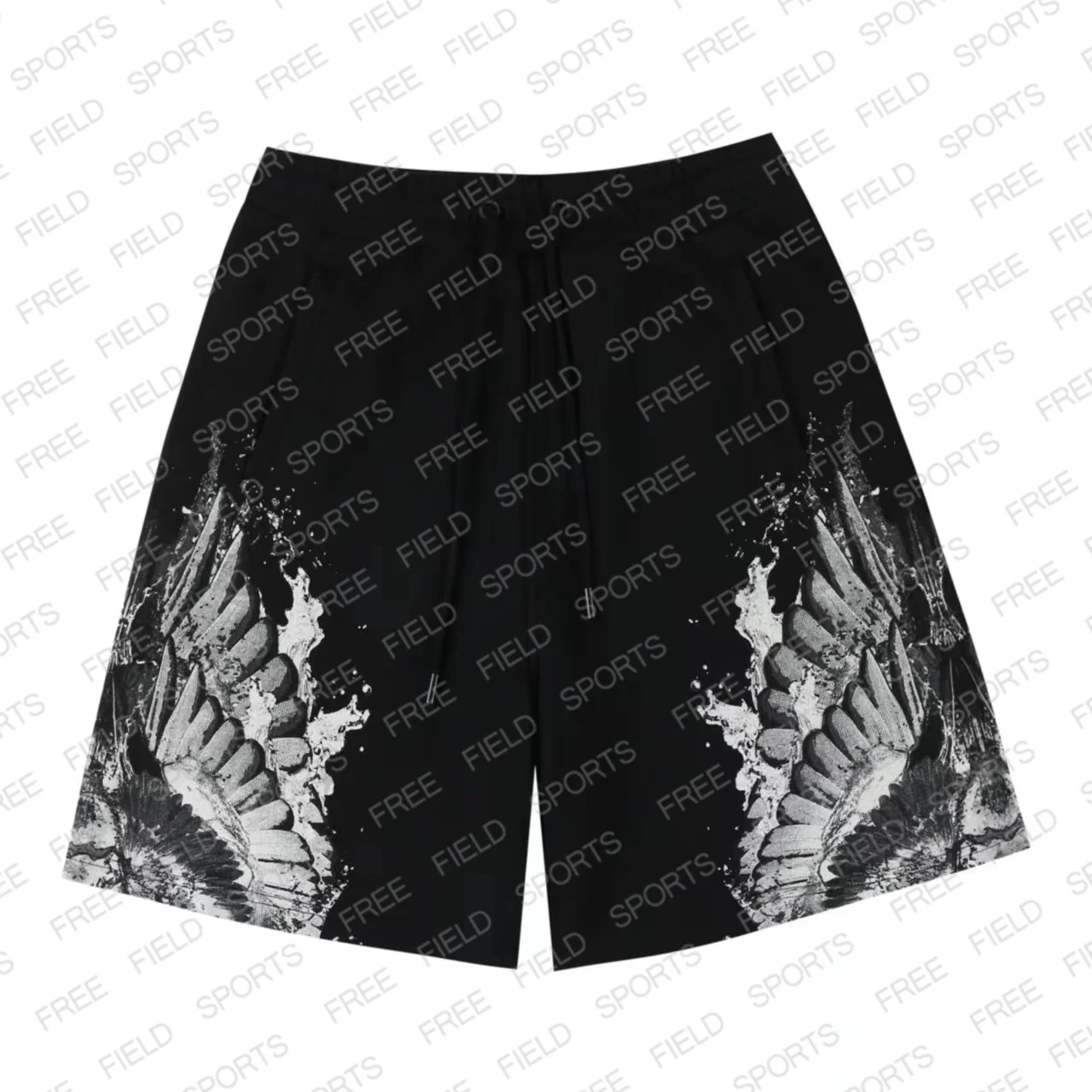 American Street Trends Fashion Shorts Unisexy Marcelo Burlon Short Pants Men Water Droplet Wing Graphic Drawstring Waist Shorts