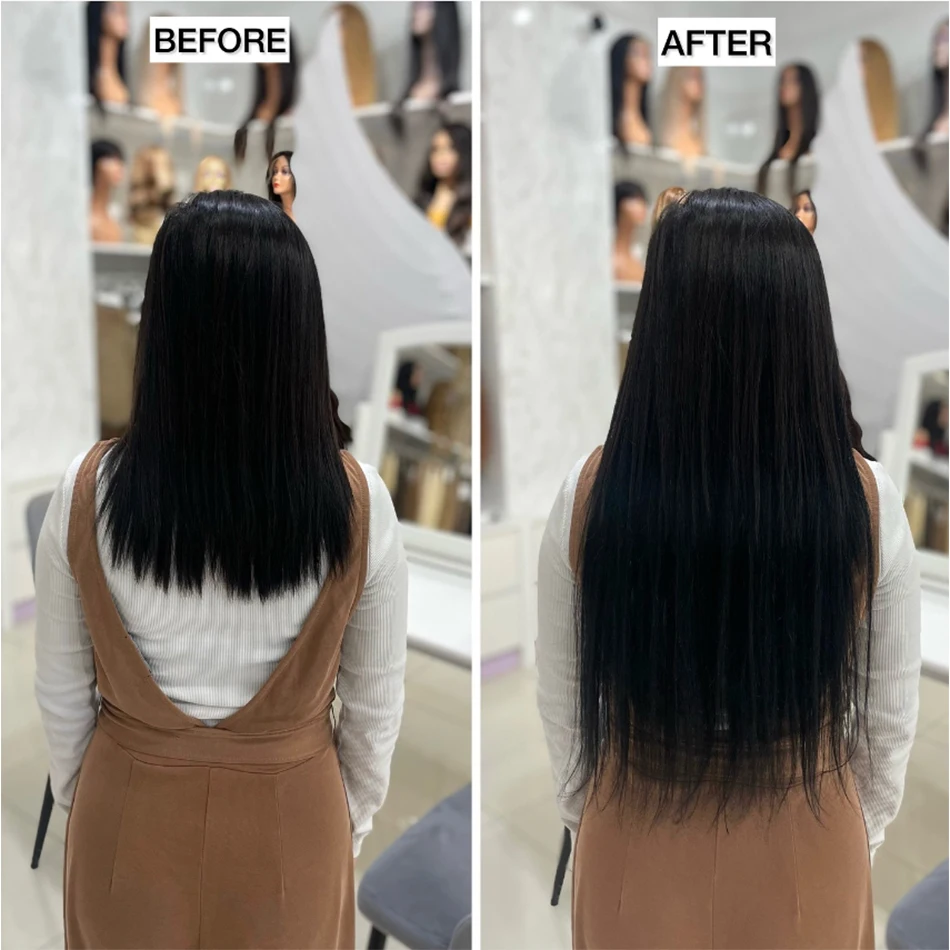 Clip droit dans les Extensions cheveux humains pince brésilienne en couleur noire naturelle pince Ins Remy cheveux pour les femmes pince dans l'extension 120G