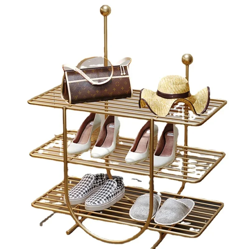 Discount Light Luxury Iron Art Entry Shoe Stand Simple Multilayer Metal Organizer Home Indoor Web Celebrity Shoe Cabinet