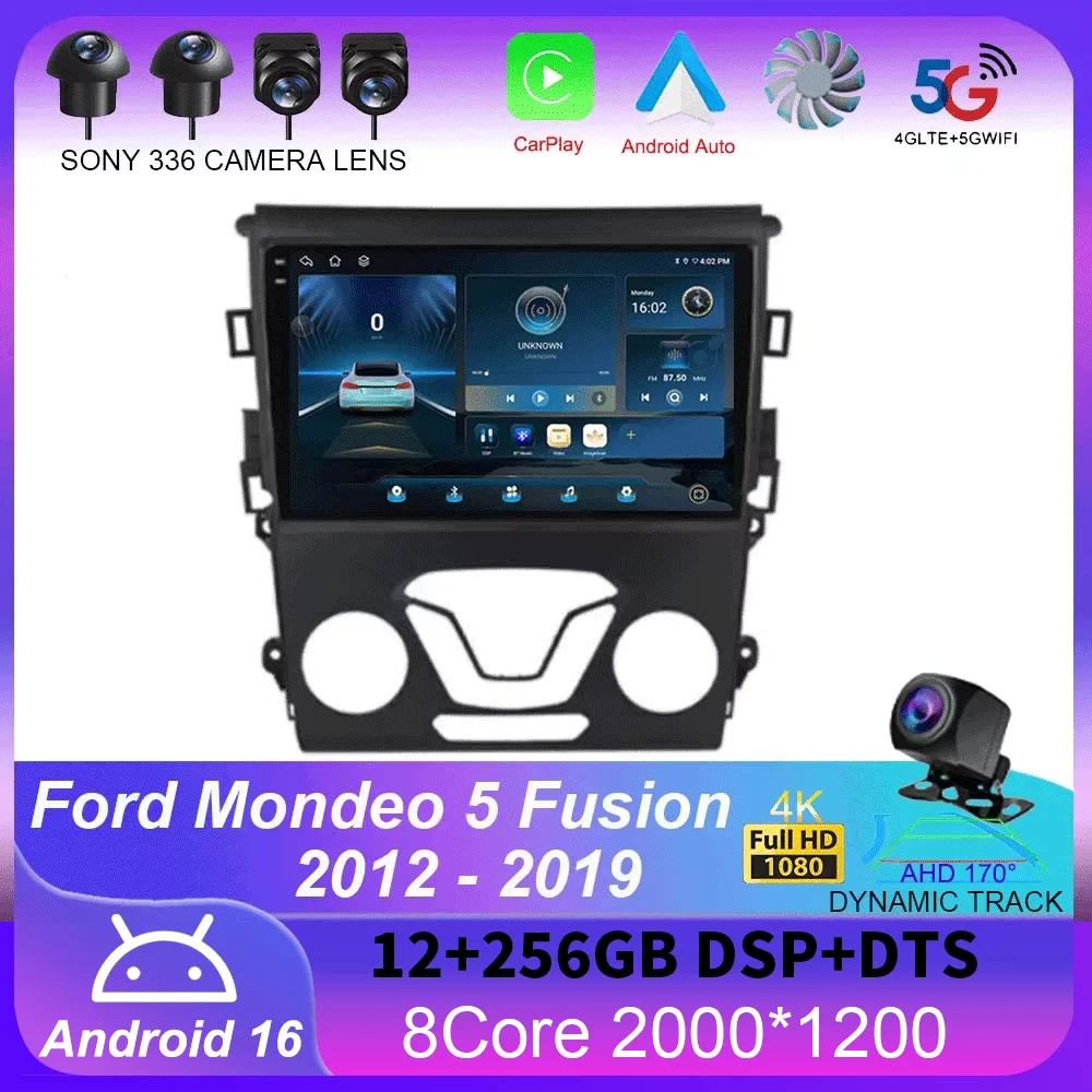 

Android 16 Carplay Auto 4G WIFI GPS For Ford Mondeo 5 Fusion 2012-2019 Car Radio Multimedia Player Video Stereo Head Unit 2din
