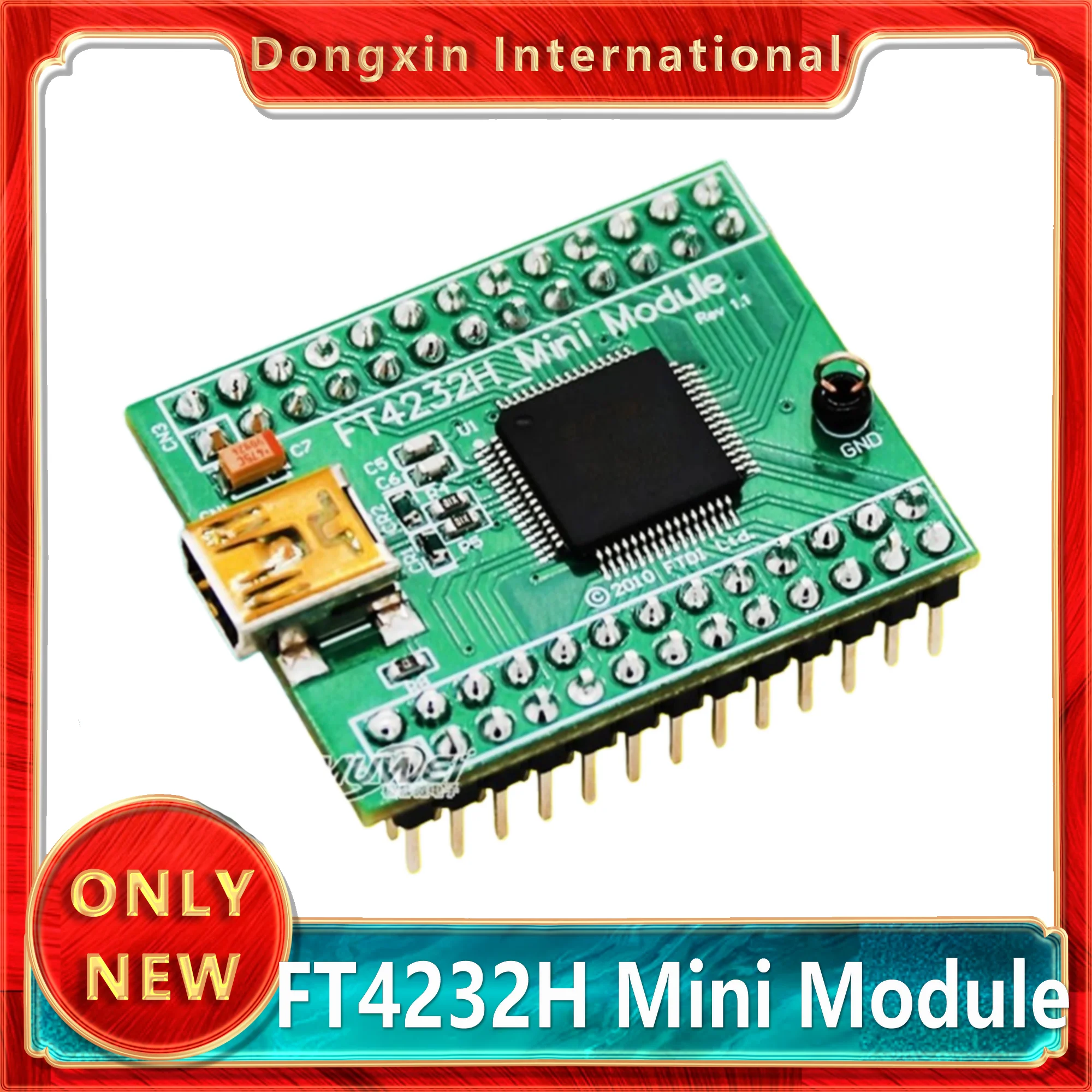 Mini Módulo FT4232H; Módulo de interface USB de alta velocidade para serial/MPSSE/FIFO de canal duplo