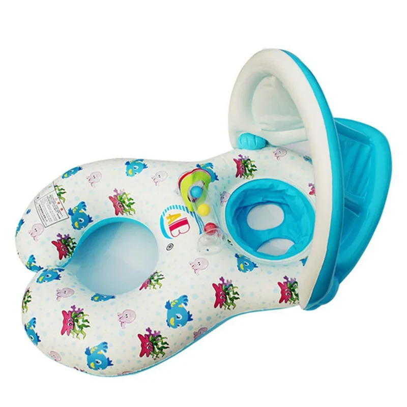 Anello di nuoto gonfiabile galleggiante per bambini madre Baby doppia piscina accessori per piscina pieghevoli sedile galleggiante per ombrellone