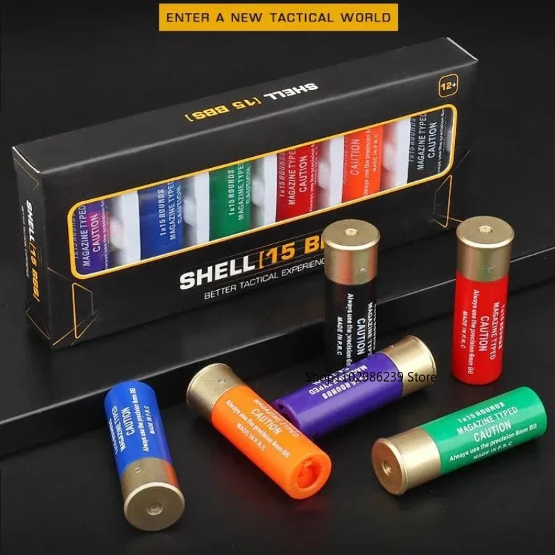 6mm  BBs Airsoft Shotgun Shells ABS 15 Round Standard Airsoft Magazine for Multi & Single-Shot Airsoft Shotgun Accessories-6pcs