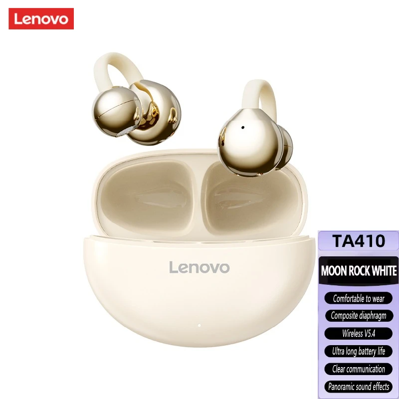 Lenovo Draadloze Bluetooth 5.4-oortelefoon TWS Panoramische geluidseffecten Ultra lange batterijduur Koptelefoon Comfortabel om te dragen TA410