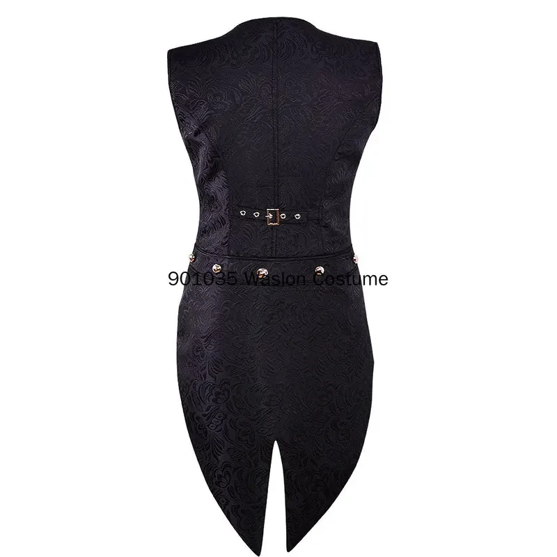 ☣2026 Men's Medieval Pirate Waistcoat Vest Vintage Steampunk Jacquard Swallowtail Top Noble Costume Renaissance☣~!