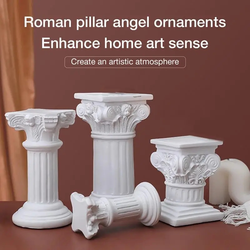 Style Roman Pillar Candlestick Mini Resin Column Statue Candle Holder Stand For Home Party Wedding Decor Shooting Props