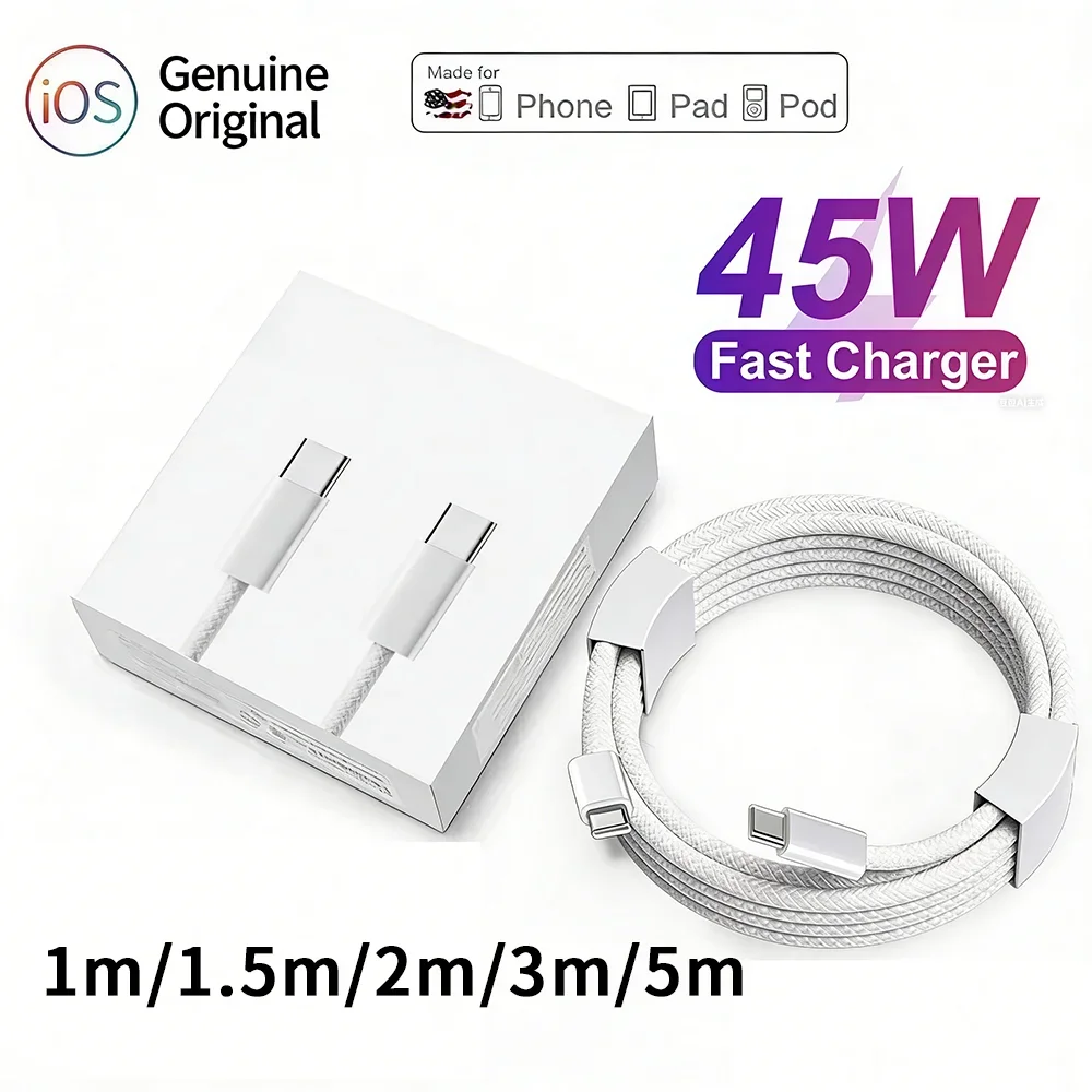 

PD 45W USB C to USB C Fast Charging Data Cable For Iphone 15 15Pro Xiaomi Huawei Data Line Type C Weaving Cable Accessories