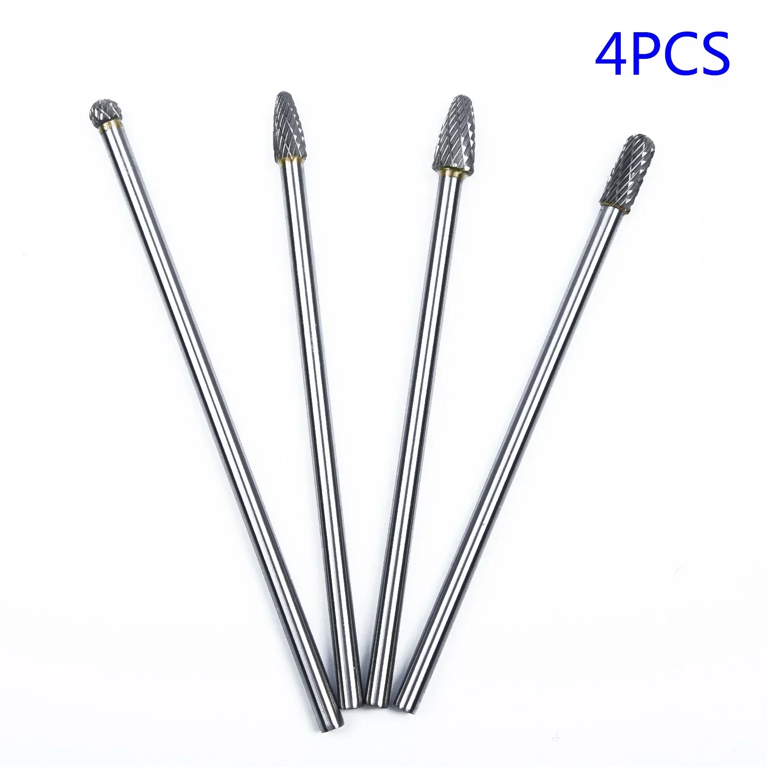 4Pcs/set Rotary Burr 1/4'' Shank 6'' Inch Long Reach Double Cut Carbide Tool Kit Carbide Rotary Tools Mechanical Parts