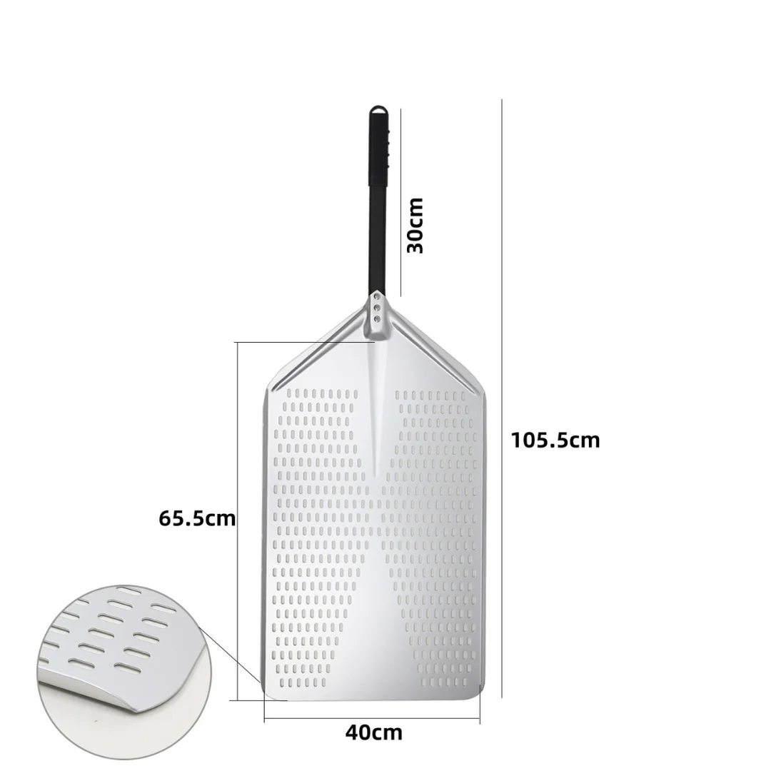 HEXINGYUAN 12 14 16 Zoll großes perforiertes Pizza-Schaufelpaddel mit kurzem/langem Griff zum Drehen von Ofen, Küchenutensilien, Pizza-Backwerkzeuge 7