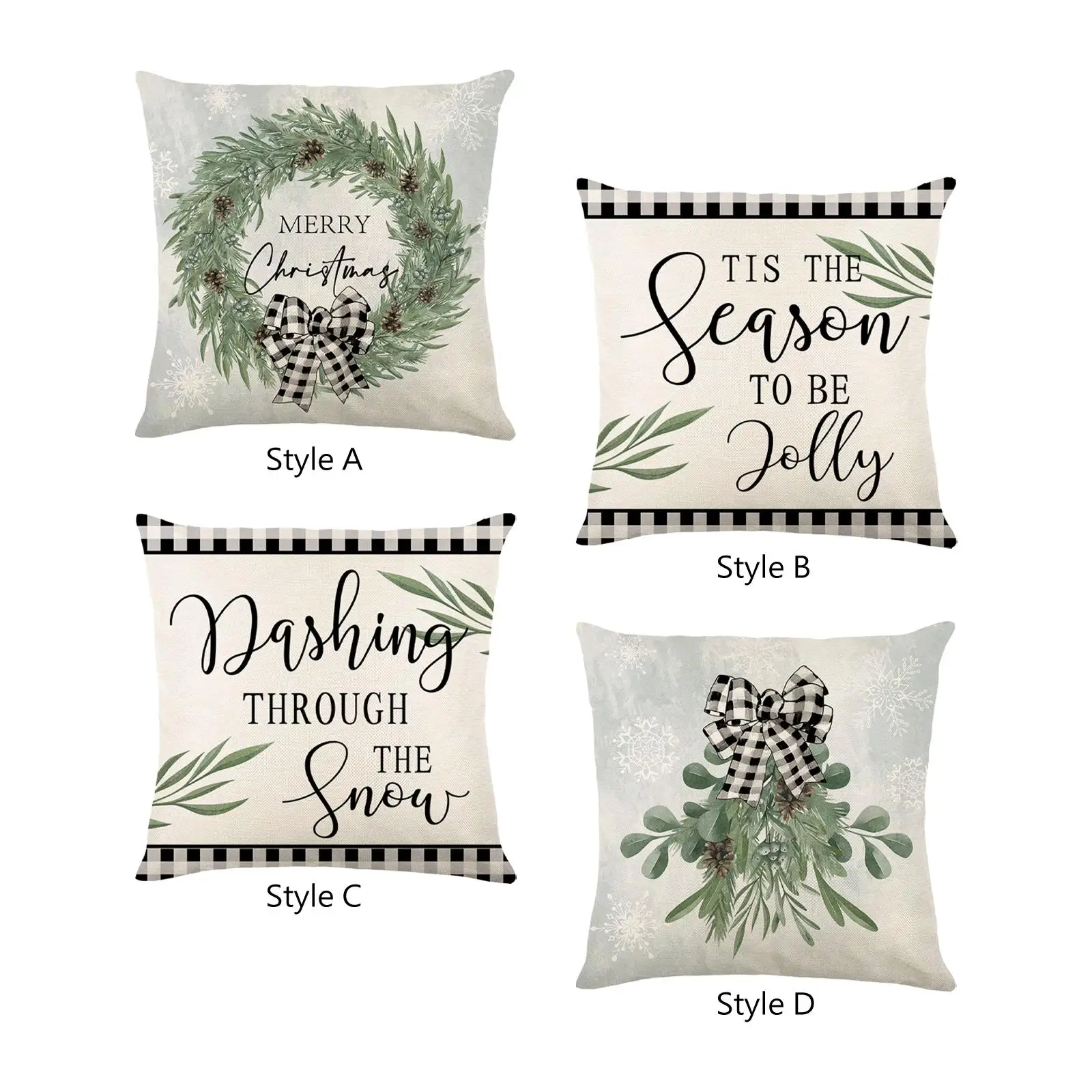 Christmas Pillow Cover 18x18 Soft Polyester Decorative Throw Pillow Case for Couch Sofa Bed Farmhouse Home Xmas Decor