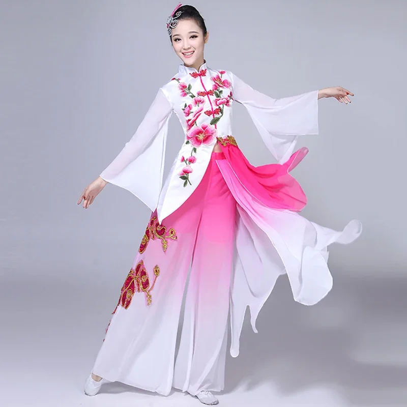 Stile cinese moderno Fan Dance Set Yangko Costume Performance Dress donna adulto