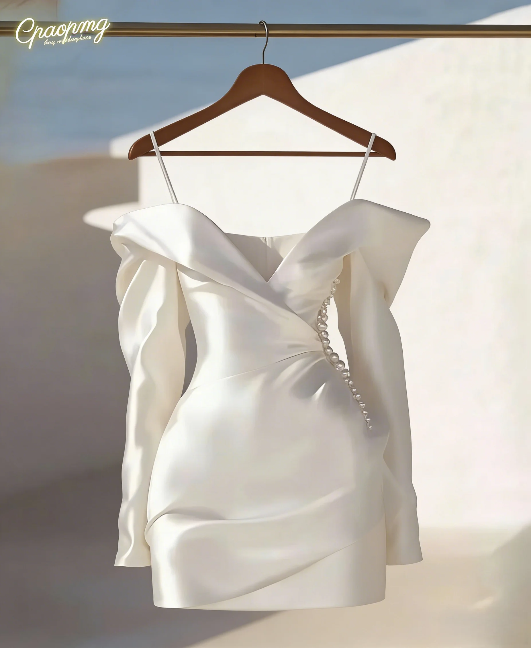Vestido de Fiesta Corto Personalizado, Sexy, con Cuello en V, Manga Larga, Línea A, para Celebraciones, Mini Vestido de Cóctel para Ocasiones Especiales
