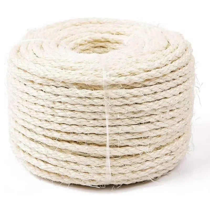 50 m natürliches Sisalseil, 4 mm dickes Hanfmaterial für DIY-Katzenkratzer, kompatibel mit Kratzbaum, Baumersatz mit Spielen