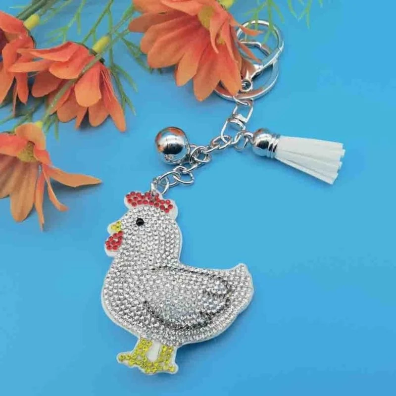 DXAB 2PCS أنيقة Chicken Keychain Rhinestonship