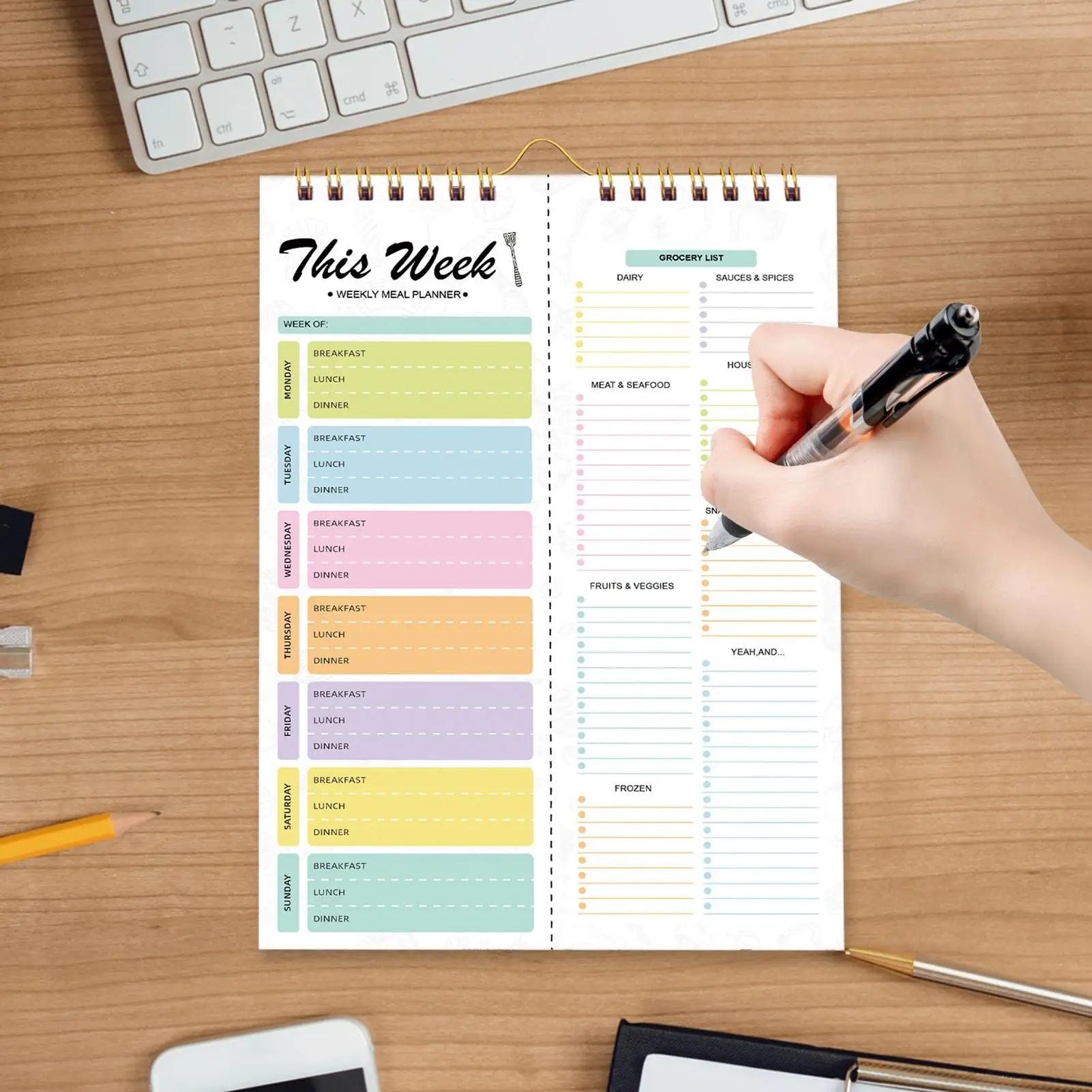 Планировщик еды для холодильника, 52 листа, еженедельный график, органайзер для еды, блокнот для кухни, настенный холодильник, домашний шоппинг, ужин